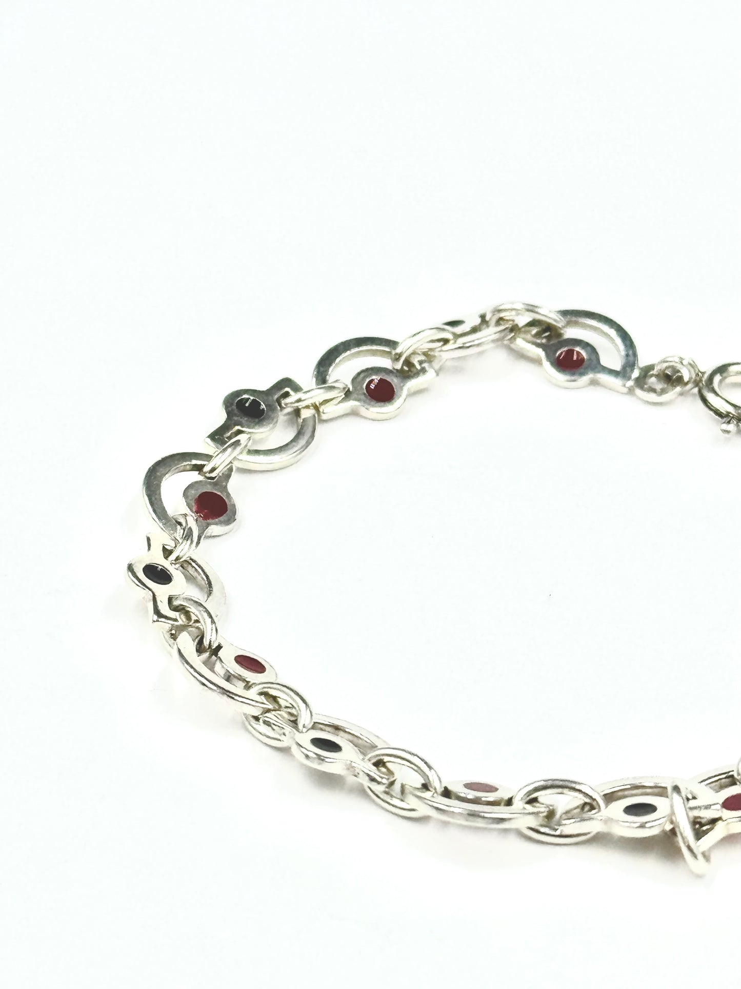 Bracciale d'argento "Euclide Rosso e Nero"