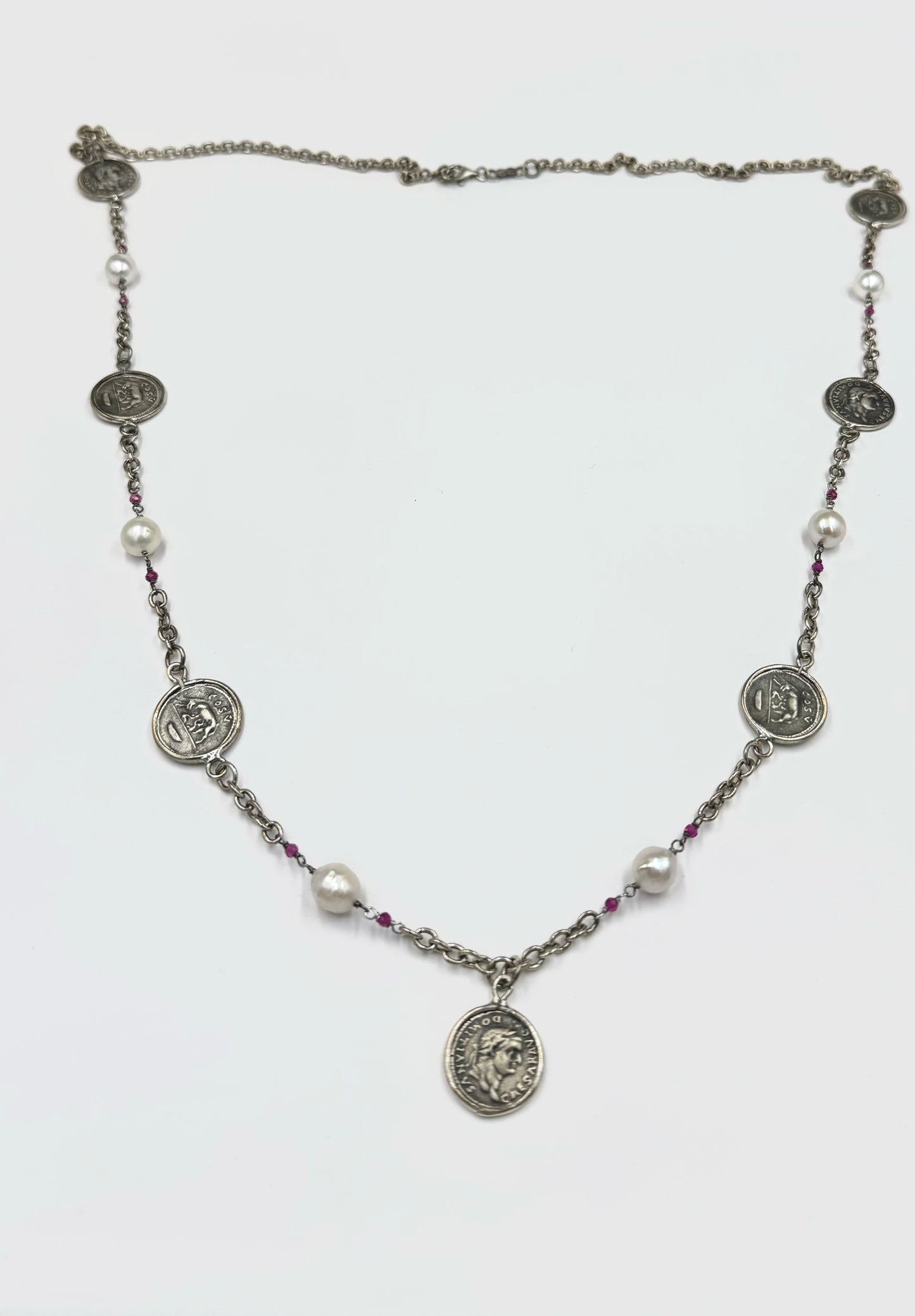 Collana in argento Michelangelo “Sesterzi e Perle”