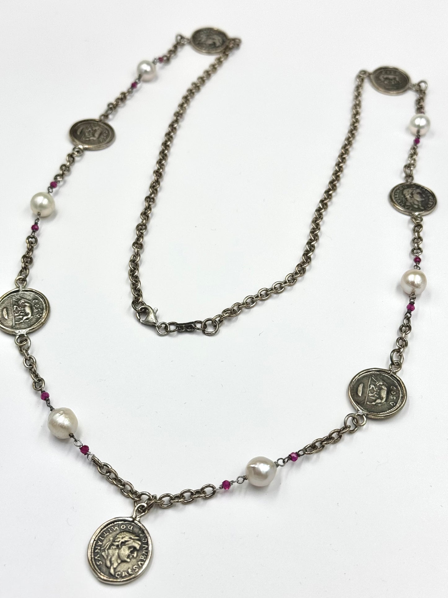 Collana in argento Michelangelo “Sesterzi e Perle”