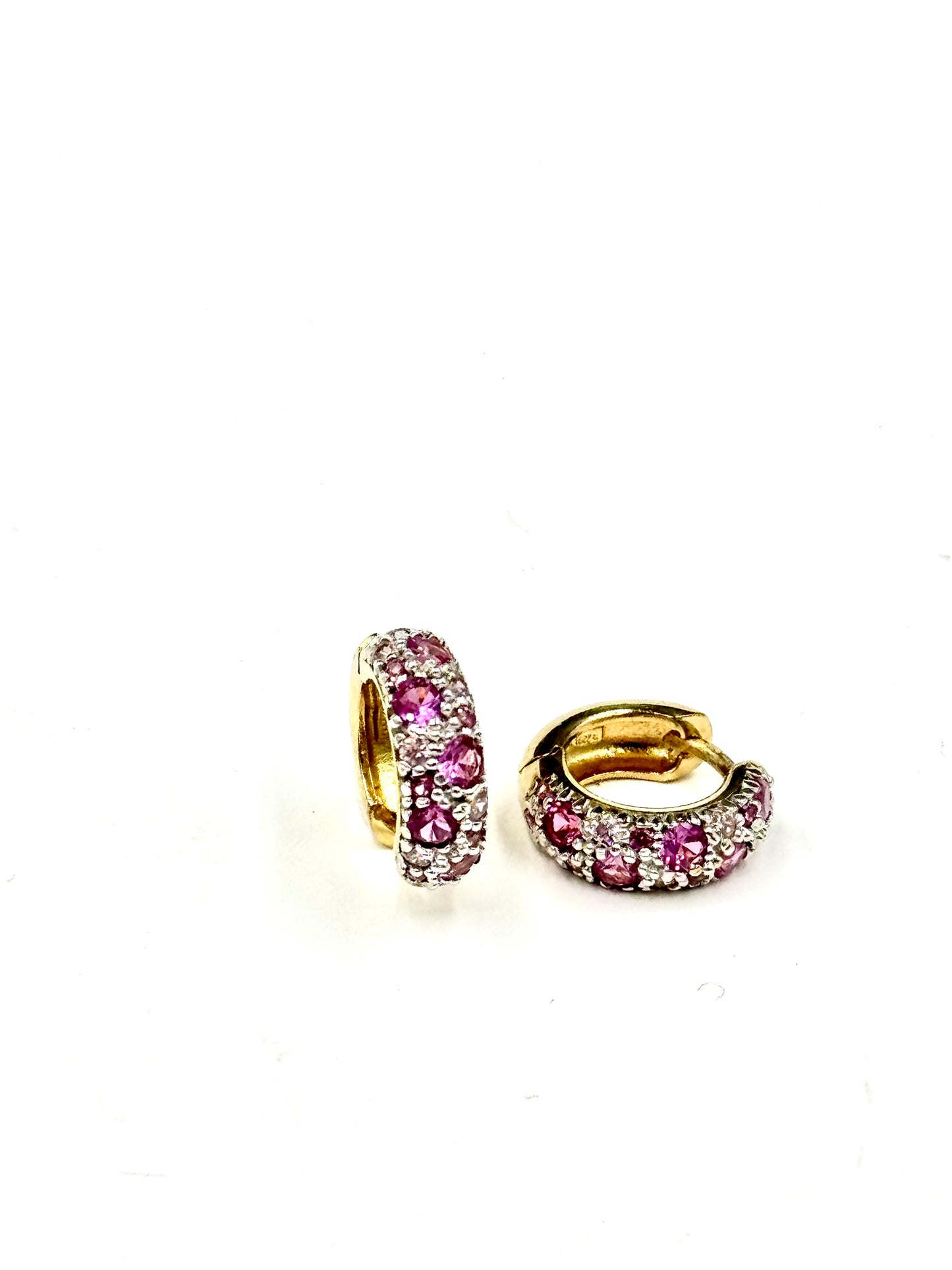 Orecchini d'argento d'orato "Anelli di Luce Rosa"